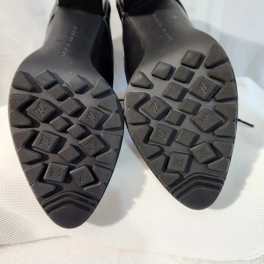 Adrienne Vittadini Trailer Black Leather Block Heel Lace-Up Boots Size 10 M - Picture 8 of 13